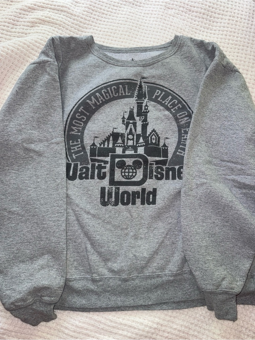 Disney Gray Castle Graphic Crewneck Sweatshirt